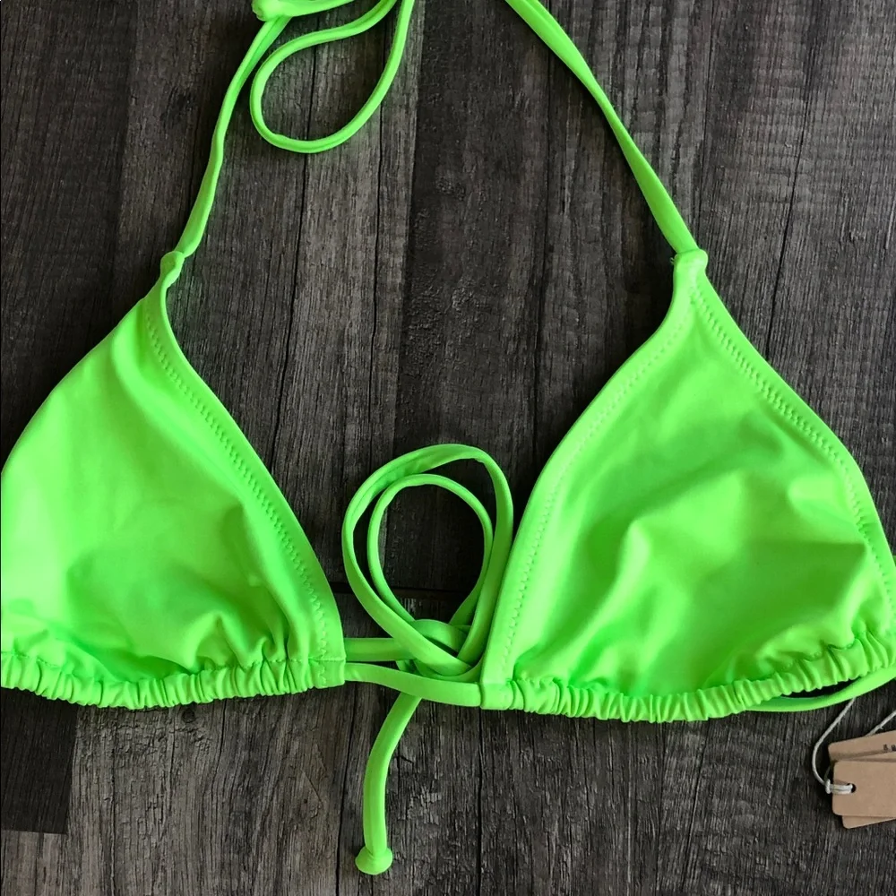 SKIMS Neon Green Triangle Swim Top L NEW